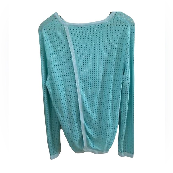 Rag & Bone Ariana Open Knit Flyaway Cotton Sweater Turquoise Small Orig $298 - Picture 7 of 9